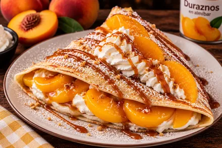 Crepa clásica de durazno con Nutella