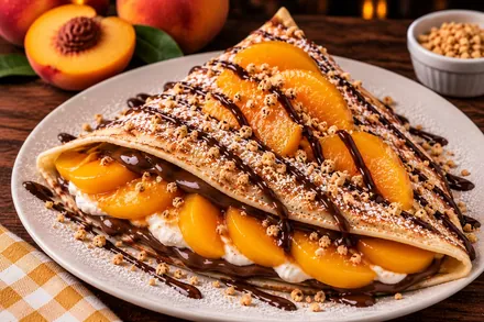 Crepa especial de durazno con queso Philadelphia