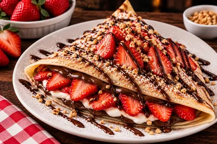 Crepa especial de fresa con queso Philadelphia