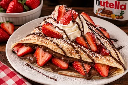 Crepa clásica de fresa con Nutella